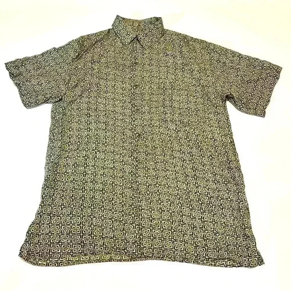 Robert Stock Silk Shirt  Men's Large 80's lightweight Pattern Vintage Retro Soft - Picture 1 of 8